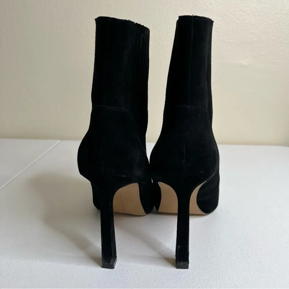 Vince Camuto Black Talanna Bootie Suede Leather Squared Toe Pull On Women 9